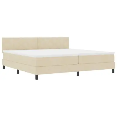 vidaXL Postelja boxspring z vzmetnico krema 200 x 200 cm blago