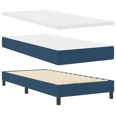 vidaXL Postelja boxspring z vzmetnico z vzmetnico Modra 140 x 200 cm