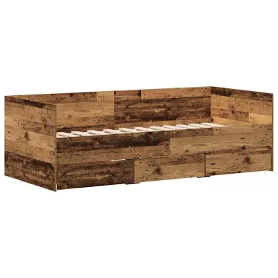 vidaXL Dnevna postelja s predalom Star les 90 x 190 cm Konstruiran les