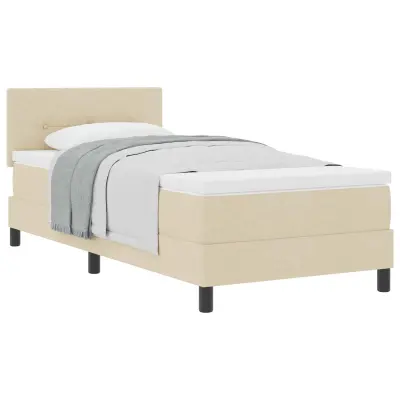 vidaXL Postelja z vzmetnico z vzmetnico krema 100 x 200 cm blago