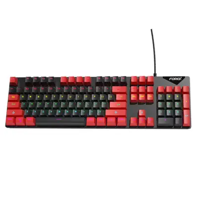 Žična mehanska tipkovnica mavrična osvetlitev modro stikalo 104 tipke Black/Red