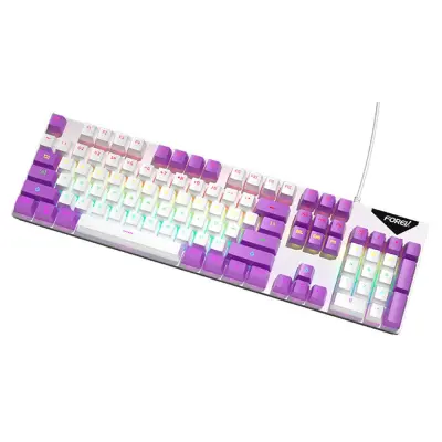 Žična mehanska tipkovnica mavrična osvetlitev modro stikalo 104 tipke white + purple