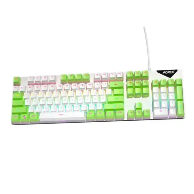 Žična mehanska tipkovnica mavrična osvetlitev modro stikalo 104 tipke White+green