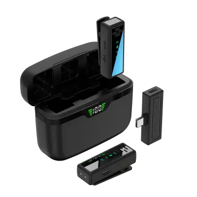 Brezžični lavalier mikrofon - profesionalni mikrofon za mobilni telefon + digitalni zaslon - TYPE-C