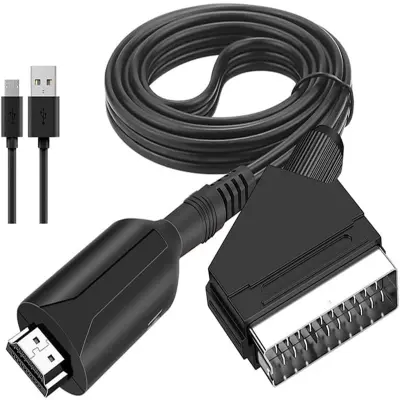 Pretvornik HDMI v SCART / SCART v HDMI za avdio-video adapter za igralno konzolo Set Top Box - črn - HDMI v SCART