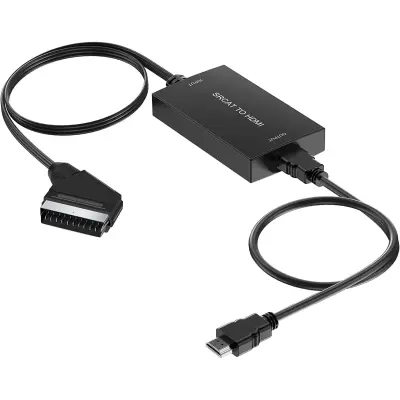 SCART na HDMI visokoločljivostni adapter, pretvornik SCART na HDMI, nadgrajena različica z žico SCART na HDMI