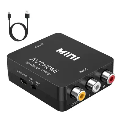 Pretvornik AV v HD multimedijski vmesnik 1080P Plug and Play RCA kompozitni AV adapter za igralno konzolo DVD predvajalnik TV črne barve