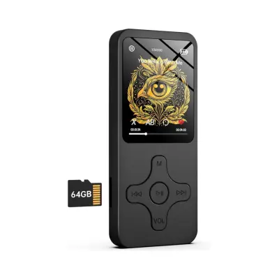 Prenosni Bluetooth radio MP3/MP4 - zunanji predvajalnik glasbe - dolg čas pripravljenosti in snemanje - črne barve - 64 GB