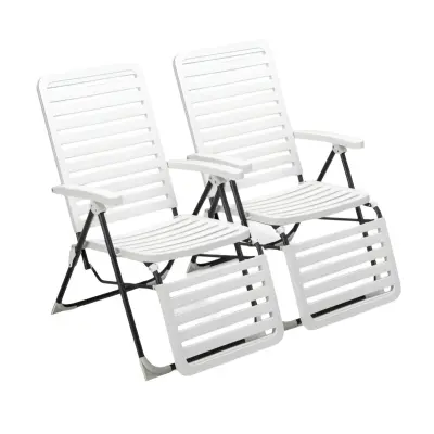 Komplet zložljivih vrtnih ležalnikov z naslonom za noge Ležalnik na plaži 2 kosa.