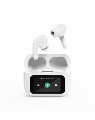 TWS-LCD-ANC-01-W BT 5.3 TWS slušalke z LCD zaslonom in aktivnim odpravljanjem šumov ANC, bele