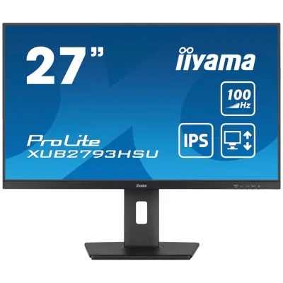 Monitor Iiyama 68,6 cm (27,0") XUB2793HSU-B7 1920x1080 100Hz IPS 1ms HDMI DisplayPort 2xUSB2.0 Pivot Zvočniki  sRGB96% AdaptiveSync ProLite