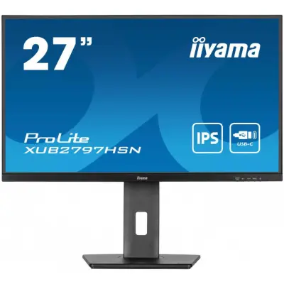 Monitor Iiyama 68,6 cm (27,0") XUB2797HSN-B2 1920x1080 100Hz IPS 1ms HDMI DisplayPort USB-C 65W DP-Out 3xUSB3.2 USB-C-Out Pivot Zvočniki