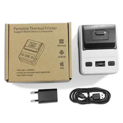 EU 58mm Prenosni Bluetooth Termalni Tiskalnik Potrdil - USB Povezljivost White