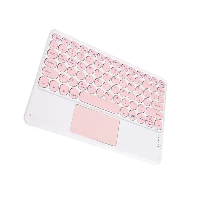 Bluetooth tipkovnica z okroglimi tipkami in sledilno ploščico - Združljiva z iPad, tablicami Pink