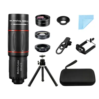 64x Zoom Komplet Objektiva Teleskopa za Mobilni Telefon z 0.63x Objektivom