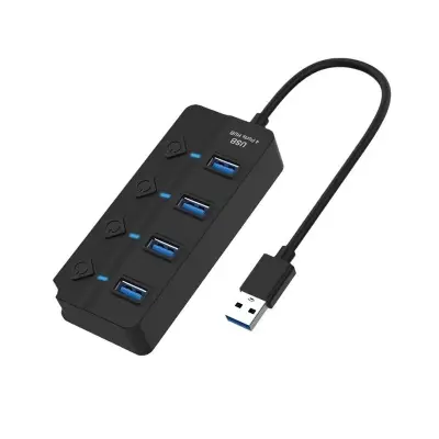 4-Port USB 2.0 Hub z individualnimi stikali za napajanje in LED indikatorji