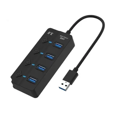 4-Portni USB 3.0 Hub z Individualnimi Stikali in LED Indikatorji