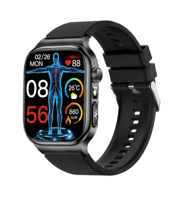 2.04-palčna AMOLED pametna ura visoke ločljivosti s spremljanjem zdravja Black