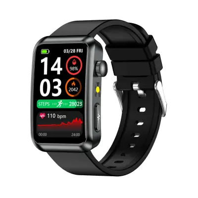 Napredna pametna ura z EKG, merjenjem srčnega utripa in SOS - združljiva z Android in iOS Black