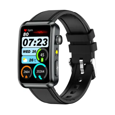 Združljiv s Huawei, Samsung, APPLE, Garmin TK77 Pametna ura: EKG, Srčni utrip Black