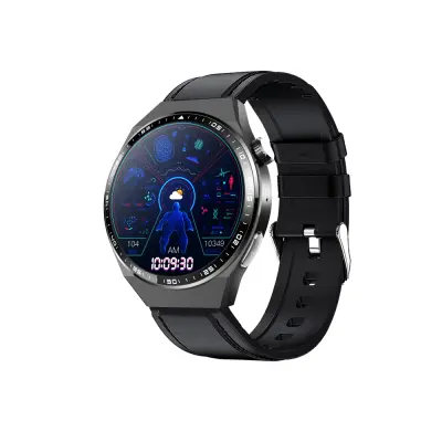 Pametna ura z EKG-jem, analizo telesne sestave, analizo krvi (sečna kislina, krvni lipidi) Black Leather strap