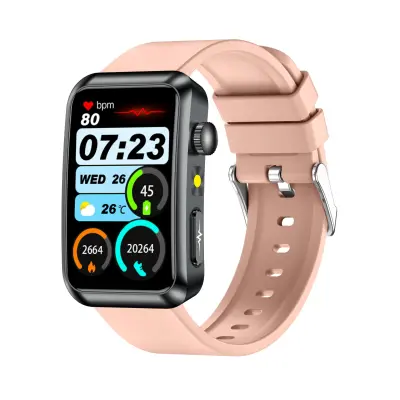 Napredna pametna ura z EKG, merjenjem srčnega utripa in SOS - združljiva z Android in iOS Pink