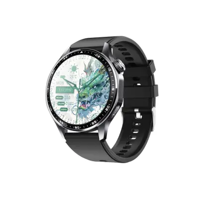 Pametna ura z EKG, merilnikom srčnega utripa, krvnega tlaka in pedometrom Black Silicone strap