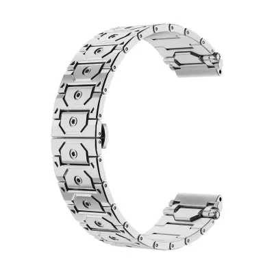 Združljiv s Samsung Galaxy Watch7/6 trdni nerjaveče jeklo Hex Titan Silver 22 mm