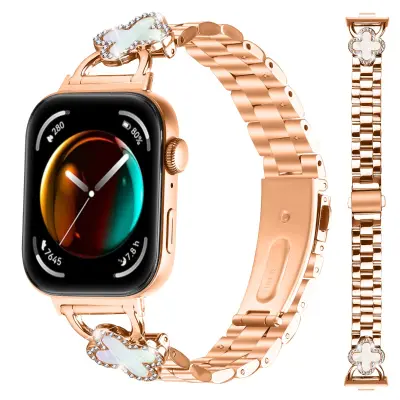 Rožnato zlata jeklena pašček za uro Clover Link za Huawei Fit 3/4/4 Pro