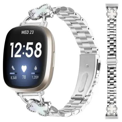 Nadomestni/Združljivi Deli – Eleganten Srebrn Jeklen Pašček za Fitbit Versa 3/4/Sense 2