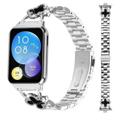 Eleganten srebrn pašček za uro s štiriperesno deteljico za Xiaomi/Redmi