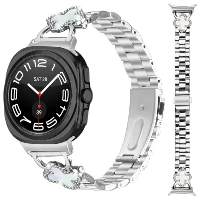 Clover nerjaveče jeklo pašček za uro, združljiv s Samsung Galaxy Watch7 47mm - srebrn