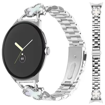 Zamenjava/Združljiv del – Clover Charm Pas iz nerjavečega jekla za Google Pixel – Srebrn