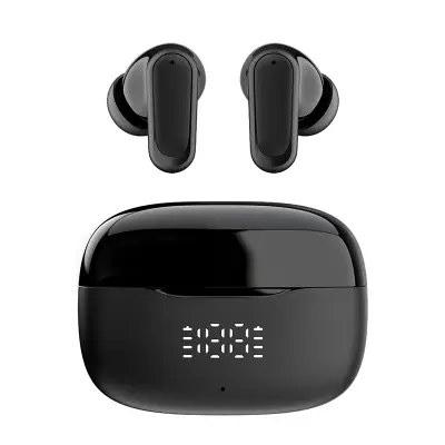 Črne Bluetooth slušalke SP18: Brezžične 5.3, dolga življenjska doba baterije