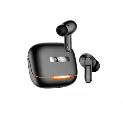Brezžične Bluetooth slušalke z ENC štirimi mikrofoni - črno-oranžna Black+Orange