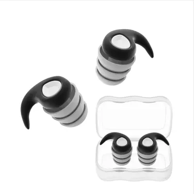 Silikonski Čepi za Zmanjševanje Hrupa - Udobno Blokiranje Zvoka za Spanje Black