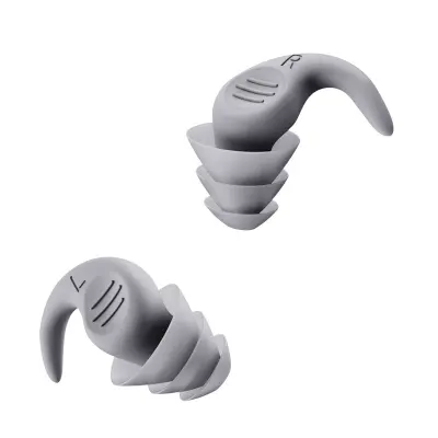 Silikonski čepki za zmanjšanje hrupa za spanje - 1 par, udobni in za večkratno uporabo Grey