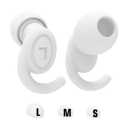 1 par silikonskih čepkov za ušesa v obliki črke 9 za zmanjšanje hrupa White