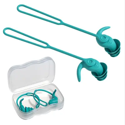 Vodoodporni plavalni čepki z vrvico - zasnova proti izgubi Green