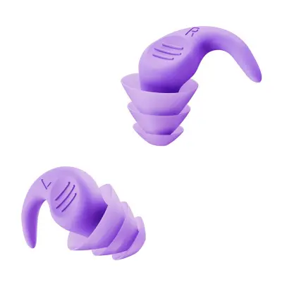 Silikonski čepki za zmanjšanje hrupa za spanje - 1 par, udobni in za večkratno uporabo Purple