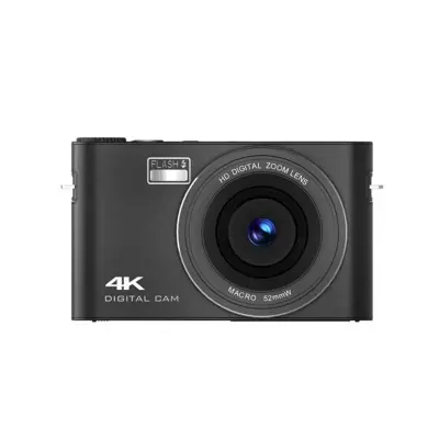 4K Digitalni Fotoaparat z Zaslonom na Dotik, MP3, 64MP HD, 4x Zoom - Črn