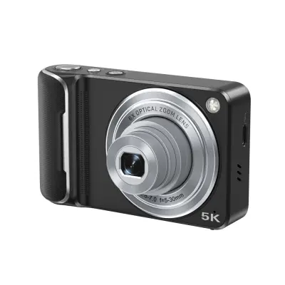 Digitalni fotoaparat s 6x optičnim zoomom - HD selfie mini kamera z zaslonom na dotik Black