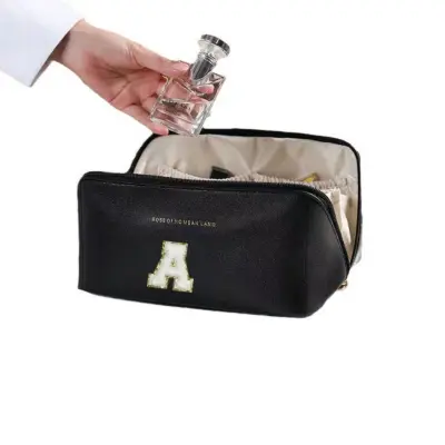 Potovalna kozmetična torbica, organizator ličil iz PU usnja za toaletne potrebščine Black
