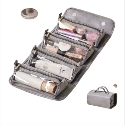 Snemljiva 4-v-1 prenosna torbica za ličila velike prostornine - PU usnje Grey