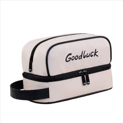 Dvoplastna ročna torbica za ličila z veliko kapaciteto in klasičnim mozaikom White