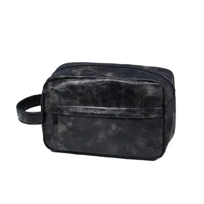 Potovalna torbica za toaletne potrebščine iz PU usnja – prenosna torba Black