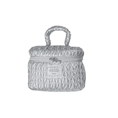 Prenosna kozmetična torbica v obliki soda - srebrna, velika prostornina