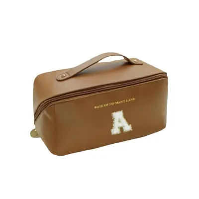 Potovalna kozmetična torbica, organizator ličil iz PU usnja za toaletne potrebščine Brown