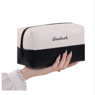 Prenosna potovalna toaletna torbica - lahka PU torbica za ličila White