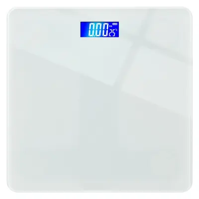 Elegantna osebna tehtnica z LCD zaslonom in varnostnim steklom White